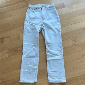 Abercrombie & Fitch Women's Ecru Ankle Straight Ultra High Rise Curve Love Jeans